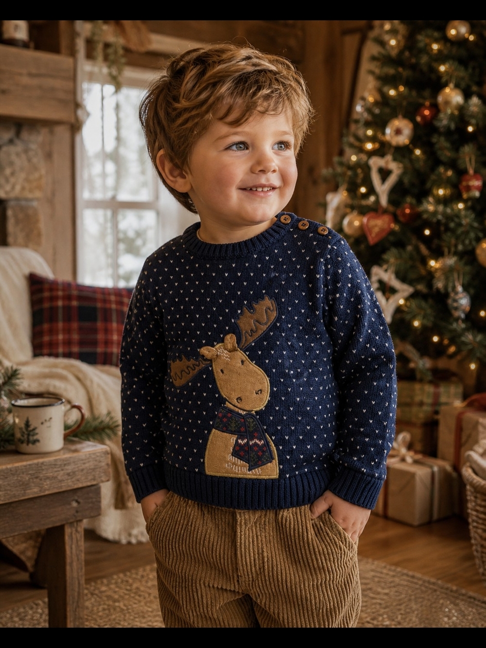Ministry Of Rascals Navy Moose Sweater 24M Nordic Winter Cottage Christmas